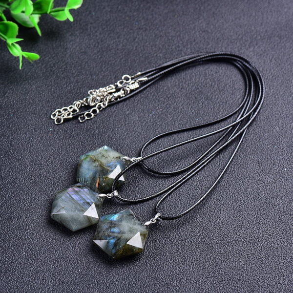 Natural Labradorite Hexagram Pendant Necklace