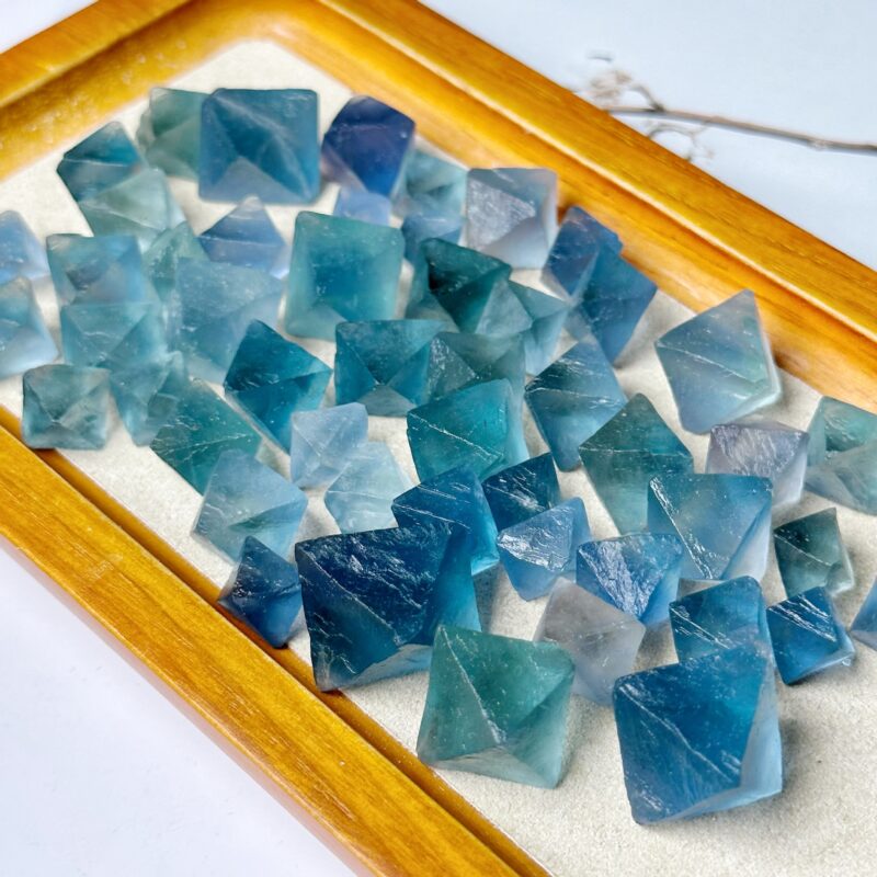 Natural Blue Fluorite Octahedron Crystal Rough Stone