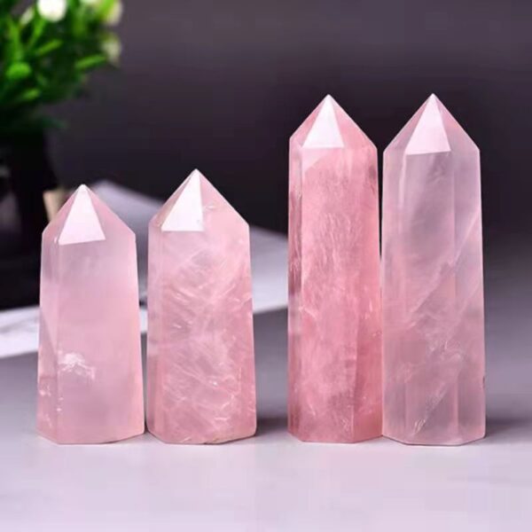 Rose Quartz Single Point Hexagonal Prism Rough Stone