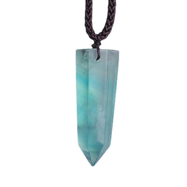 Natural Crystal Green Fluorite Single Point Hexagonal Pendant Necklace