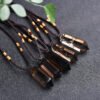 Natural Brown Quartz Double-pointed Smoky Quartz Hexagonal Prism Pendant Necklace