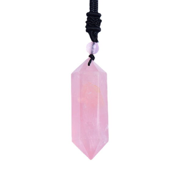 Natural Pink Crystal Hexagonal Prism Necklace