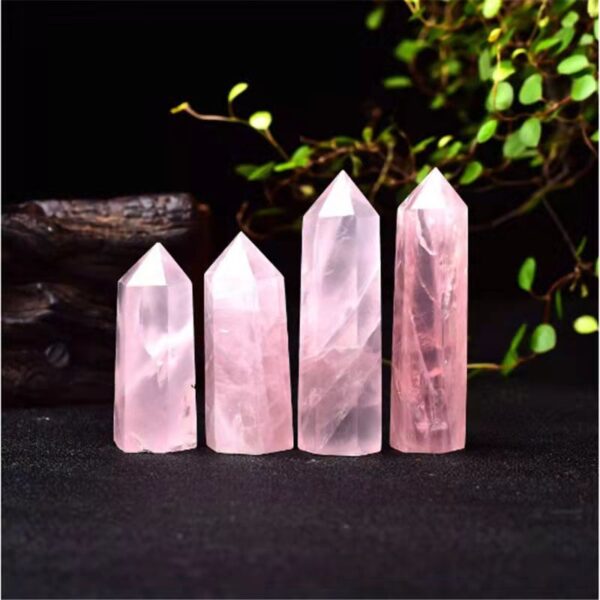 Rose Quartz Single Point Hexagonal Prism Rough Stone