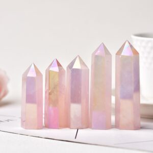 Natural Pink Crystal Column Electroplating Color Single Pointed Hexagonal Crystal Column Home Decoration Ornament Natural Pink Crystal Column Electroplating Color Single Pointed Hexagonal Crystal Column Home Decoration Ornament