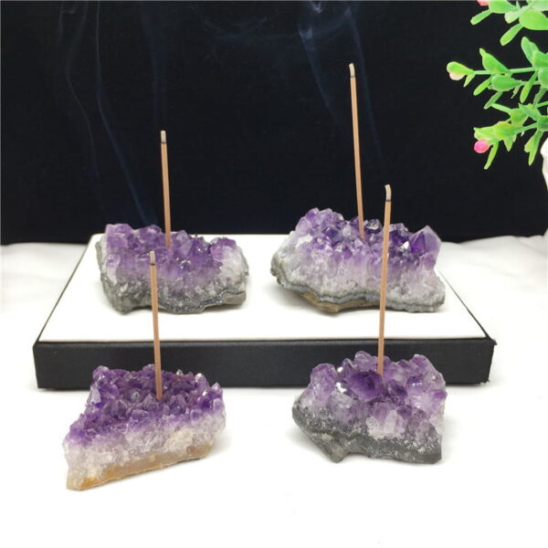 Natural Amethyst Block Incense Holder
