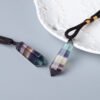 Natural Colorful Fluorite Crystal Column Hemp Rope Necklace - Image 2