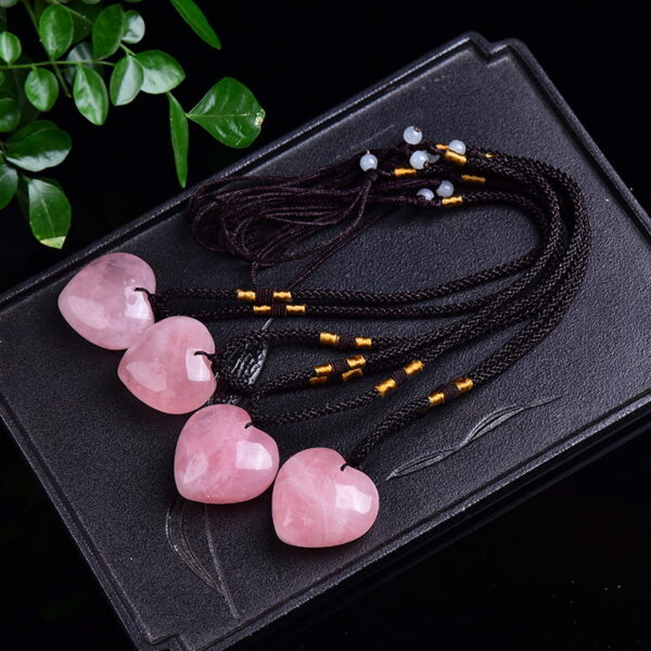 Natural Rose Quartz Heart Pendant Necklace