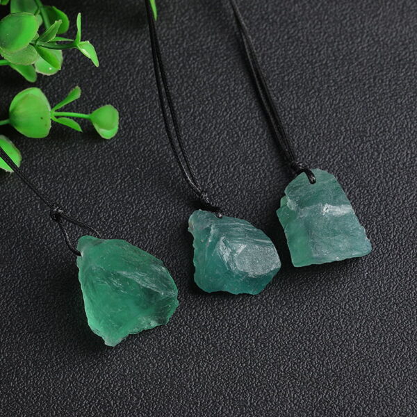 Natural Green Fluorite Pendant Rough Stone Irregular Crystal Necklace Fluorite Random Rough Stone