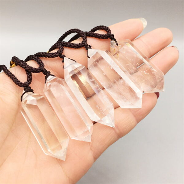 O1CN01LqYrCV1RG3kDaqs4U_!!2211574462083-0-cib Natural White Crystal Double Pointed Crystal Column Pendant Necklace