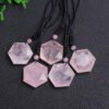 Natural Rose Quartz Hexagram Pendant Necklace