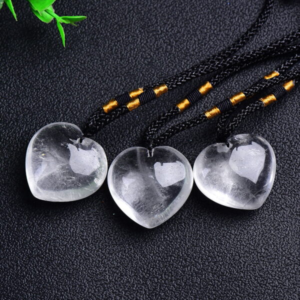 Natural White Crystal Heart Shaped Crystal Pendant Necklace