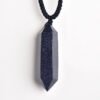 Natural Blue Sand Stone Double Pointed Hexagonal Prism Pendant Necklace - Image 5