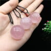 Natural Rose Crystal Round Ball Pendant Necklace Natural Rose Crystal Round Ball Pendant Necklace