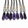 Natural Dream Amethyst Double Pointed Hexagonal Prism Pendant Necklace - Image 3