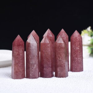 Natural Strawberry Crystal Hexagonal Prism Single Point Crystal Column Natural Strawberry Crystal Hexagonal Prism Single Point Crystal Column