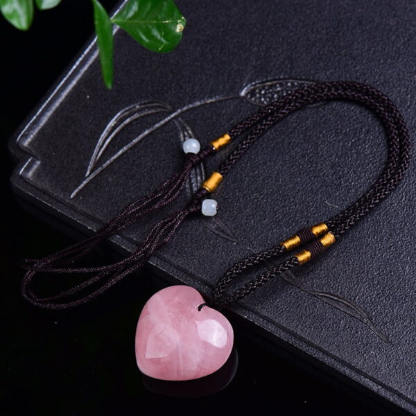 Natural Rose Quartz Heart Pendant Necklace