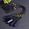 Natural Blue Sand Stone Double Pointed Hexagonal Prism Pendant Necklace - Image 4