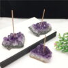 Natural amethyst block incense holder