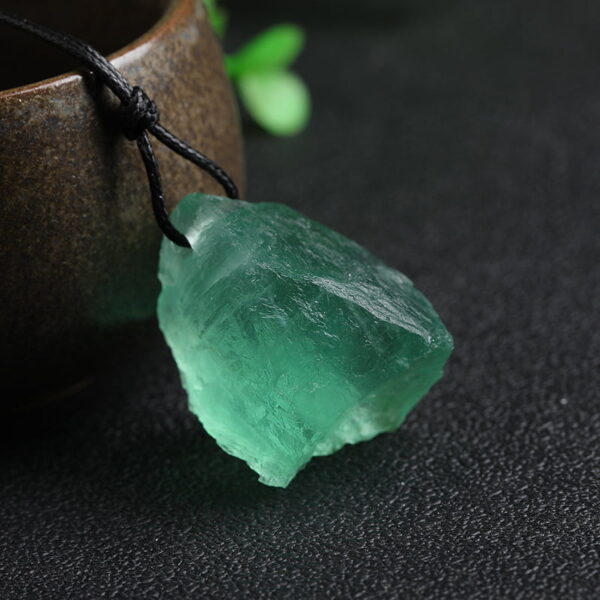 Natural Green Fluorite Pendant Rough Stone Irregular Crystal Necklace Fluorite Random Rough Stone