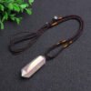 Natural Electroplated Pink Crystal Double Pointed Crystal Column Pendant Necklace - Image 4