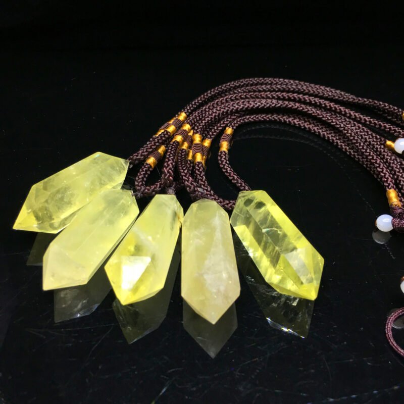 Natural Citrine Crystal Hexagonal Prism Pendant Necklace - Image 2