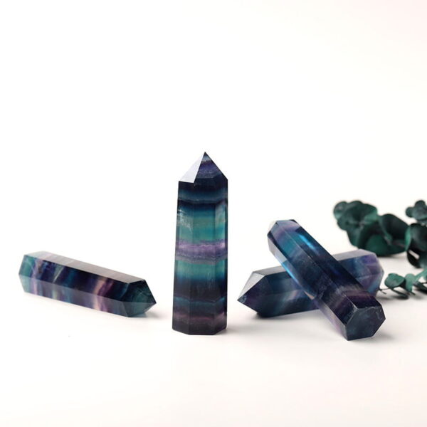 Natural Colorful Fluorite Hexagonal Single Point Crystal