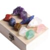 Natural Crystal Amethyst Colorful Gemstone Ore Raw Stone Box Set