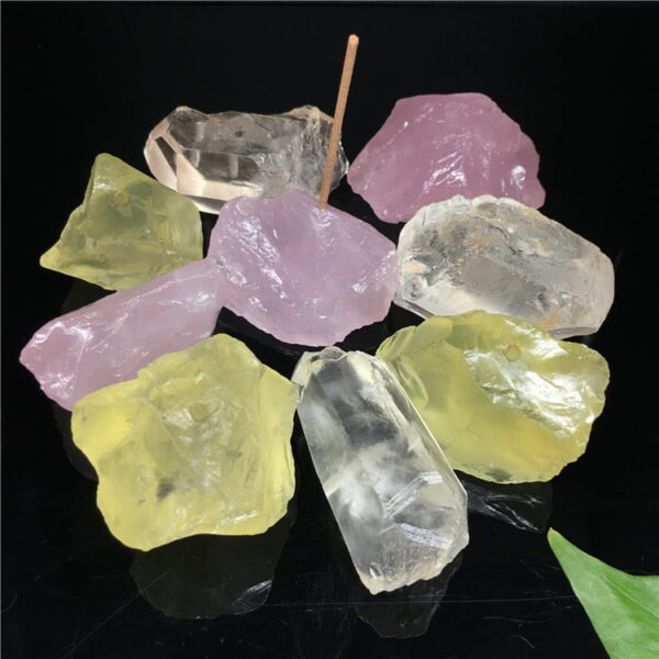 Natural crystal incense holders, pink crystal, white crystal, yellow crystal, raw stone, incense holder, incense tray, incense holder, crystal block, incense holder base
