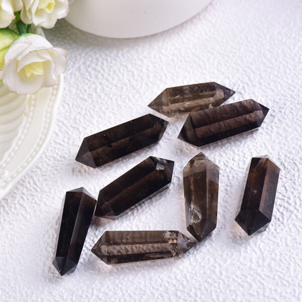 Natural Tea Crystal Raw Stone Tea Crystal Column Double Pointed Column Hexagonal Column Energy Column Ornament Craft Natural Tea Crystal Raw Stone Tea Crystal Column Double Pointed Column Hexagonal Column Energy Column Ornament Craft