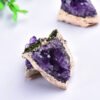 Natural Amethyst Raw Stone Amethyst Cluster Pendant Amethyst Geode Gold-plated Free-form Raw Stone