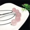 Natural Rose Crystal Round Ball Pendant Necklace