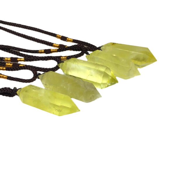Natural Citrine Double Pointed Column Pendant Polyhedron Necklace Crystal Hexagonal Prism Natural Citrine Double Pointed Column Pendant Polyhedron Necklace Crystal Hexagonal Prism