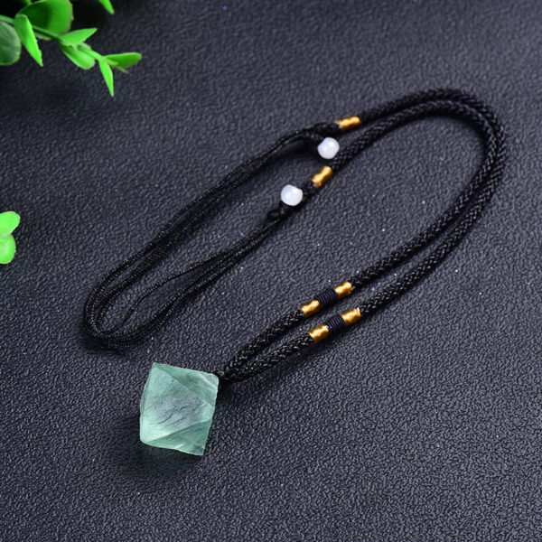 Natural Fluorite Pendant Green Fluorite Octahedron Necklace