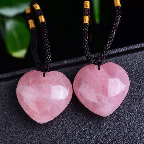 Natural Rose Quartz Heart Pendant Necklace