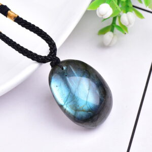 Natural Labradorite Rough Stone Pendant Necklace Braided Moonstone Rough Stone Pendant Natural Labradorite Rough Stone Pendant Necklace Braided Moonstone Rough Stone Pendant