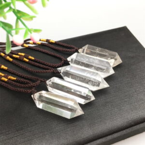 Natural White Crystal Double Pointed Crystal Column Pendant Necklace Natural White Crystal Double Pointed Crystal Column Pendant Necklace