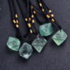 Natural Fluorite Pendant Green Fluorite Octahedron Necklace - Image 2