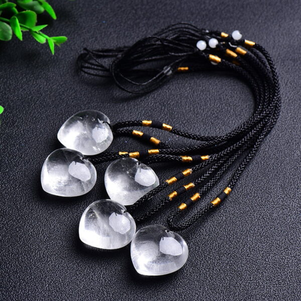 Natural White Crystal Heart Shaped Crystal Pendant Necklace
