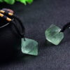 Natural Fluorite Pendant Green Fluorite Octahedron Necklace
