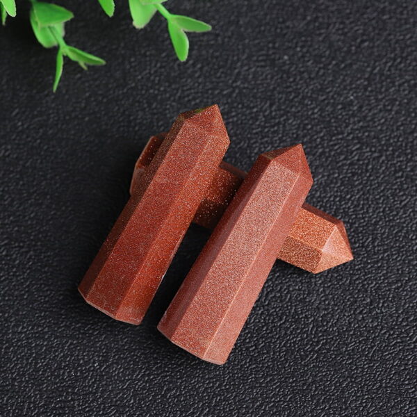 Natural Gold Sand Stone Single Pointed Hexagonal Prism