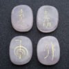 Flat Oval Symbol Text Rose Quartz White Crystal Black Agate - Image 4