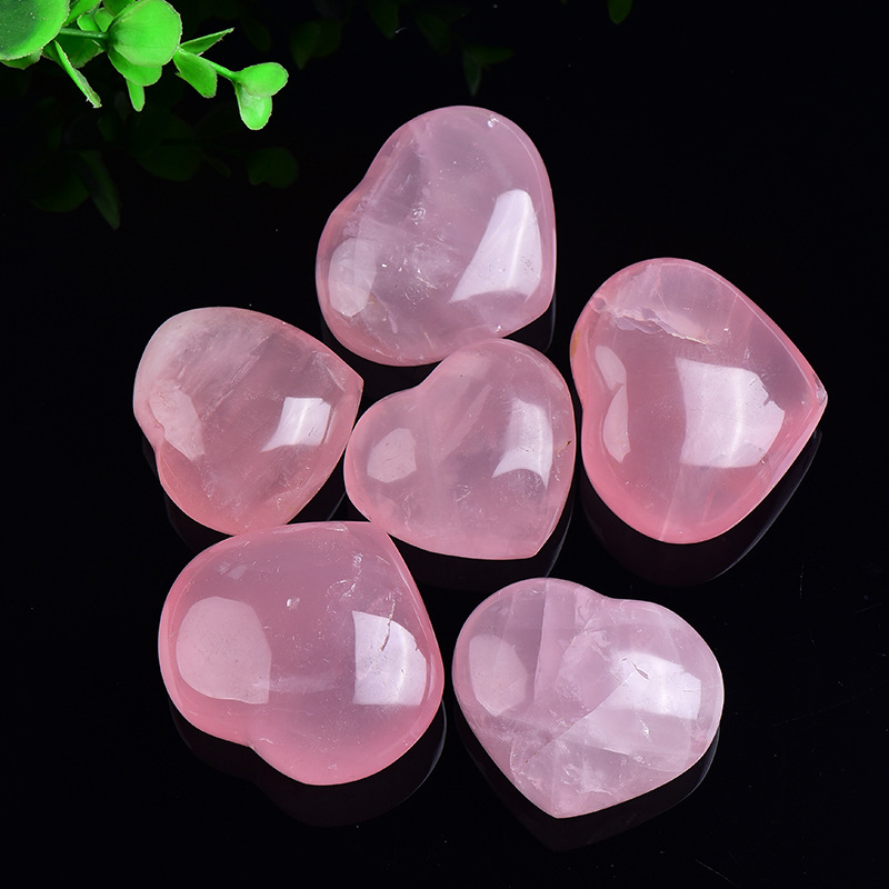 Natural Pink Crystal Love-heart Shape Pink Crystal