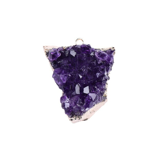 Natural Amethyst Cluster Raw Stone Pendant