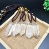 Natural White Crystal Double Pointed Crystal Column Pendant Necklace - Image 3