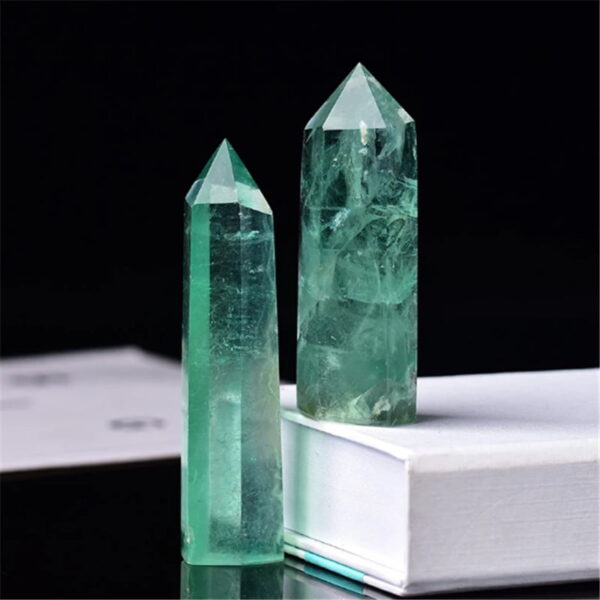 Natural Green Fluorite Hexagonal Column Single Pointed Column Colorful Fluorite Crystal Column Fluorite Raw Stone Home Decoration Ornament