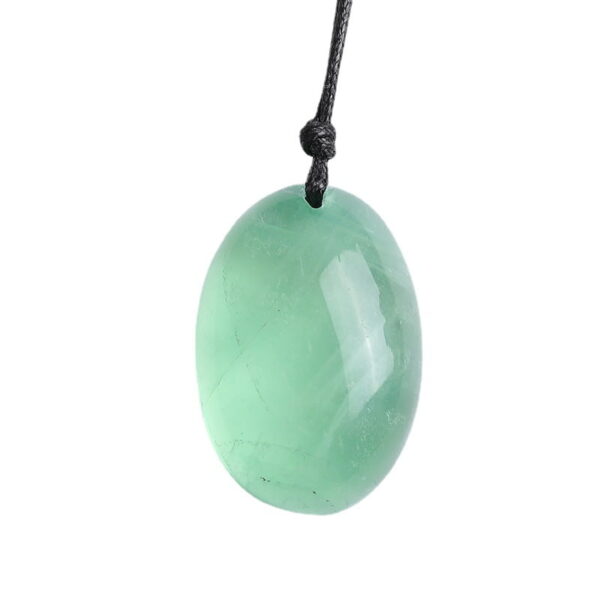 Natural Green Fluorite Oval Crystal Rough Stone Pendant Necklace