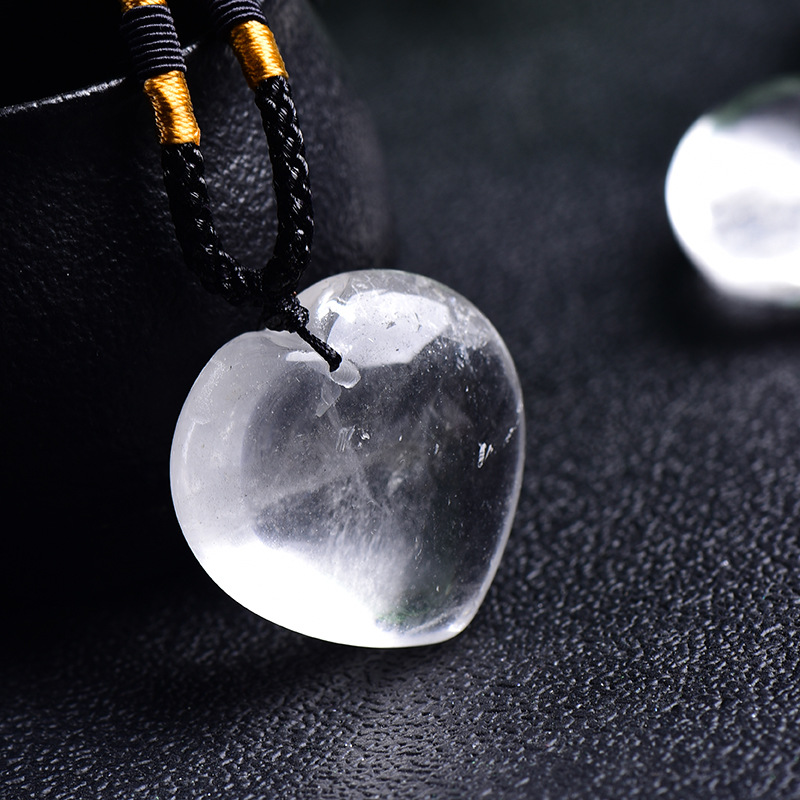 Natural White Crystal Heart Shaped Crystal Pendant Necklace
