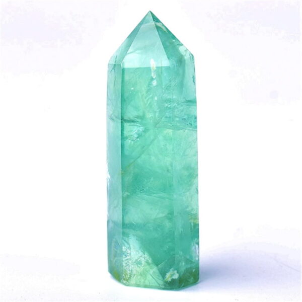 Natural Green Fluorite Crystal Hexagonal Column Raw Stone