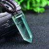 Natural Crystal Green Fluorite Single Point Hexagonal Pendant Necklace