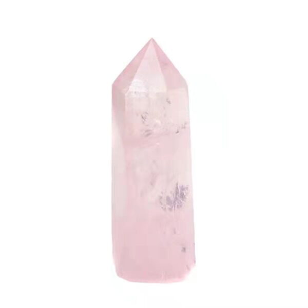 Rose Quartz Single Point Hexagonal Prism Rough Stone